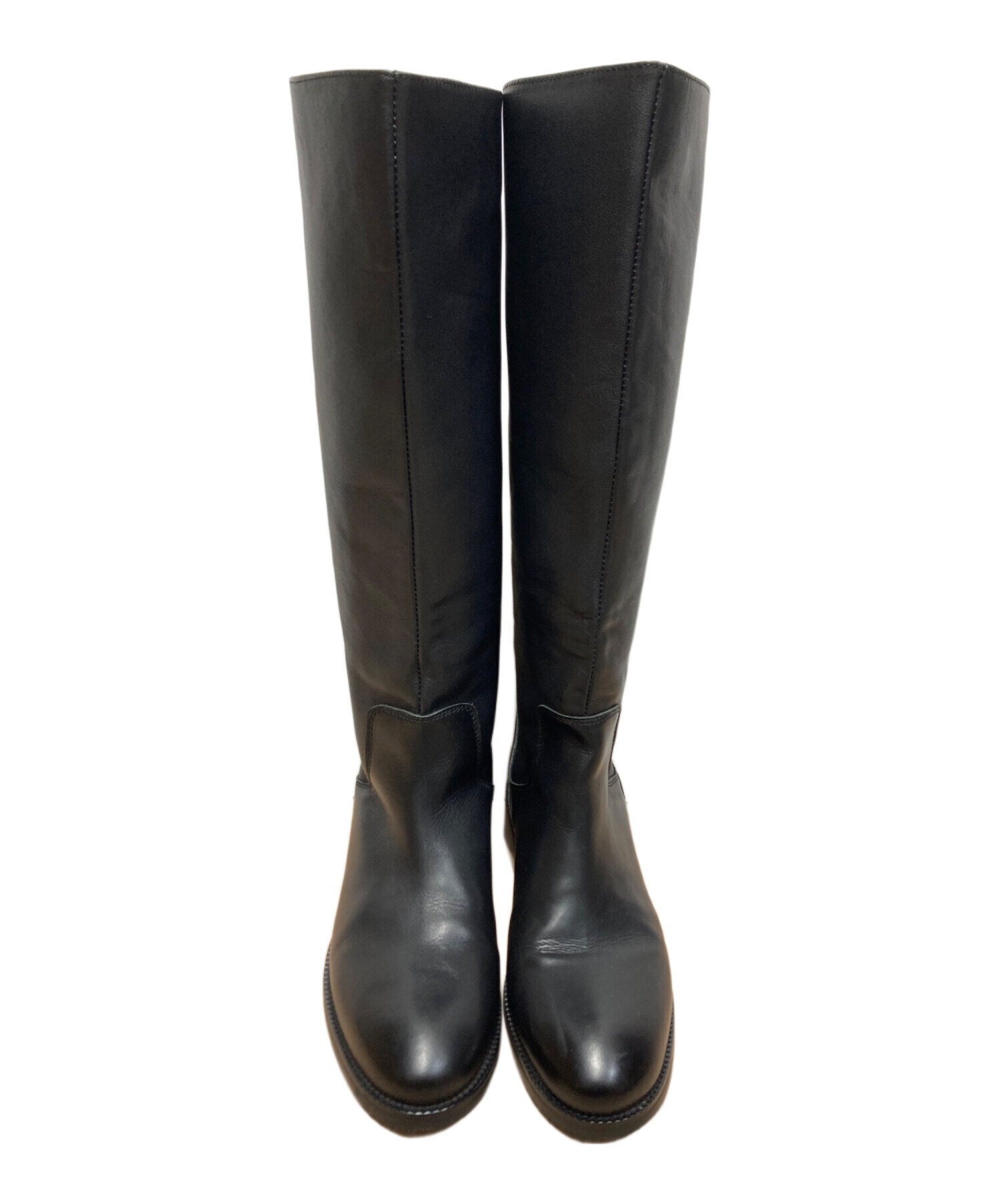 未使用 REMME レメ バックジップ ロングブーツ 36 ブラック レザー 中古・古着通販】REMME (レメ) バックジップロングブーツ ブラック