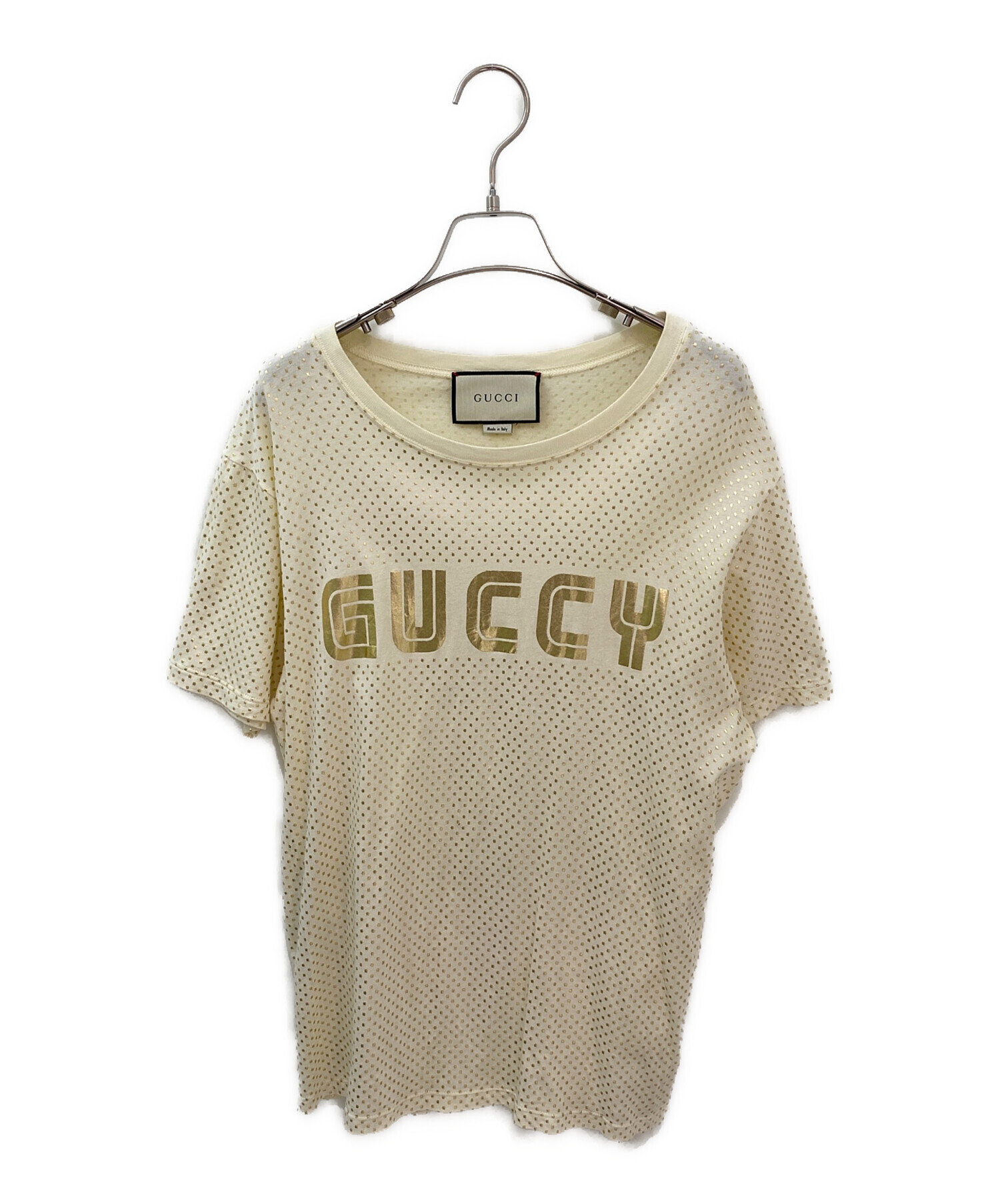 中古・古着通販】GUCCI (グッチ) GUCCYロゴ スター Tシャツ アイボリー 