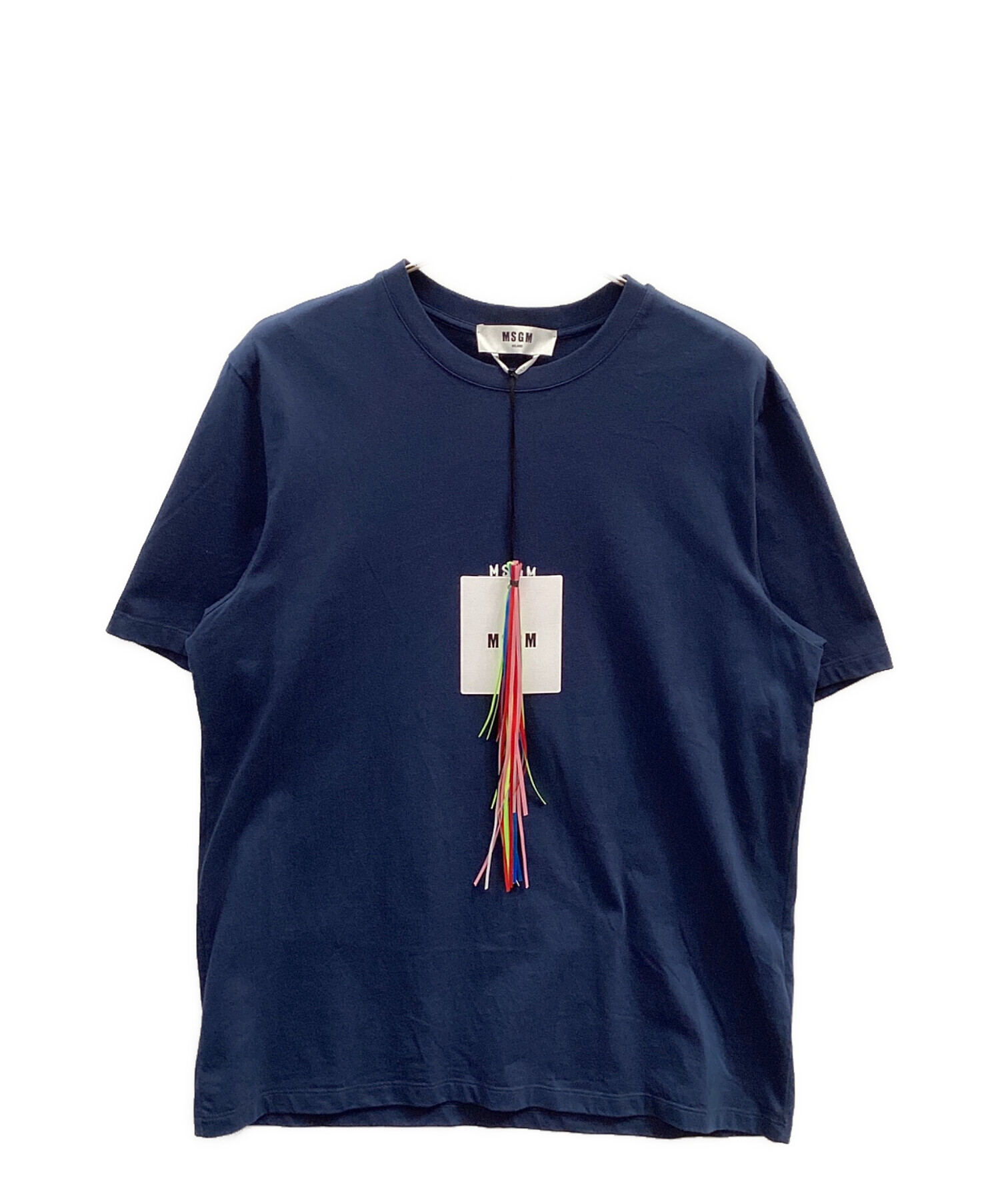 中古・古着通販】MSGM (エムエスジーエム) ロゴTシャツ ネイビー 