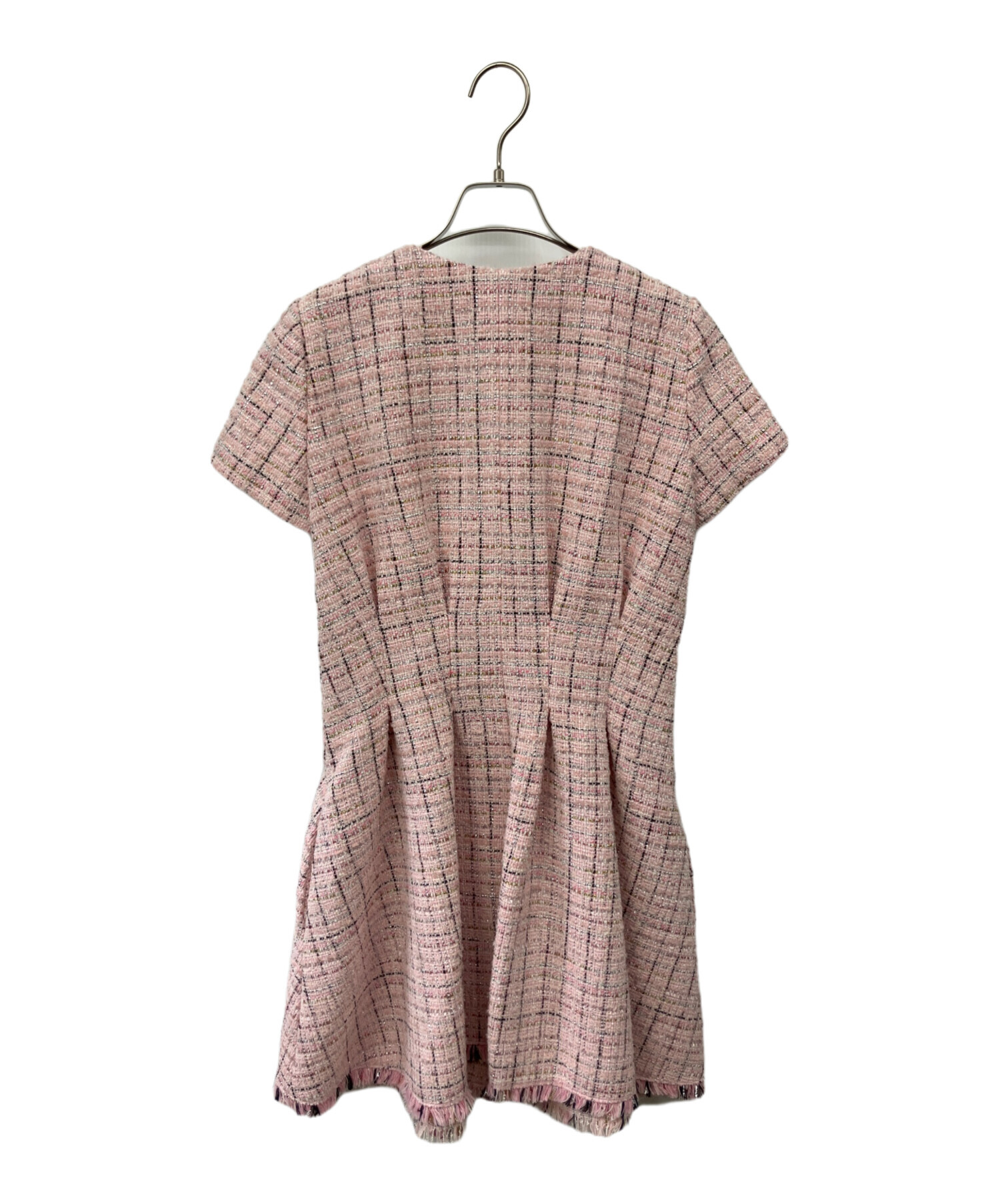 中古・古着通販】maje (マージュ) ツイードミニドレス ピンク サイズ