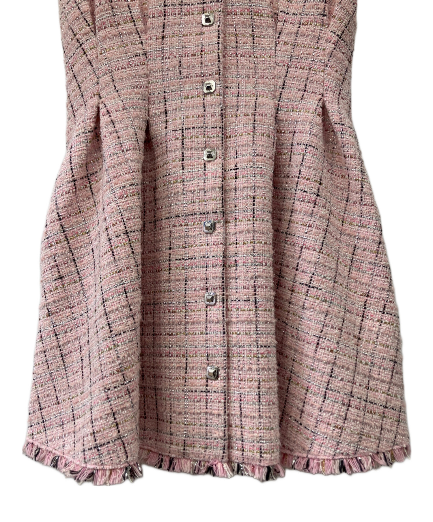 中古・古着通販】maje (マージュ) ツイードミニドレス ピンク サイズ