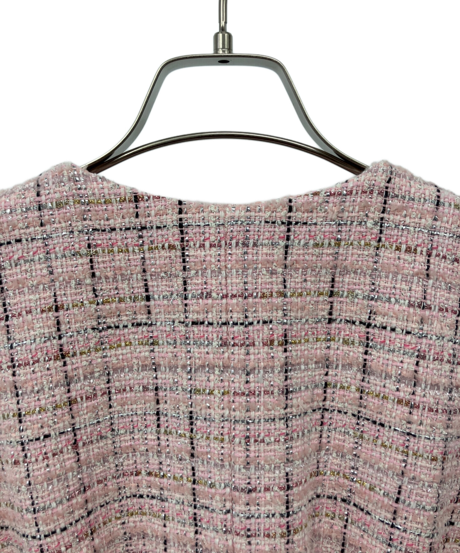 中古・古着通販】maje (マージュ) ツイードミニドレス ピンク サイズ