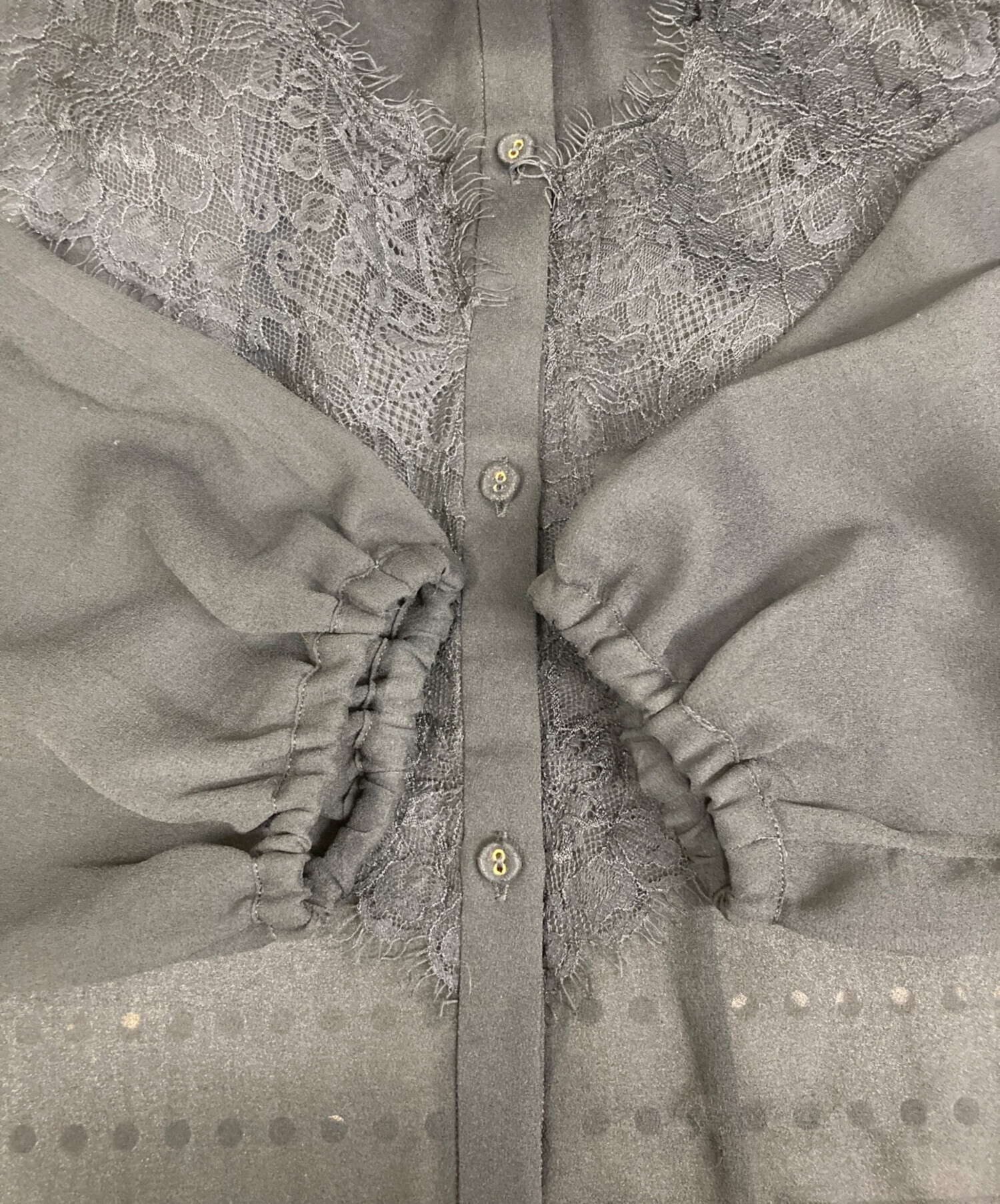 24SS Noble リバーレーストリミングシフォンブラウス ベージュ 中古・古着通販】Noble (ノーブル) リバーレーストリミングシフォン