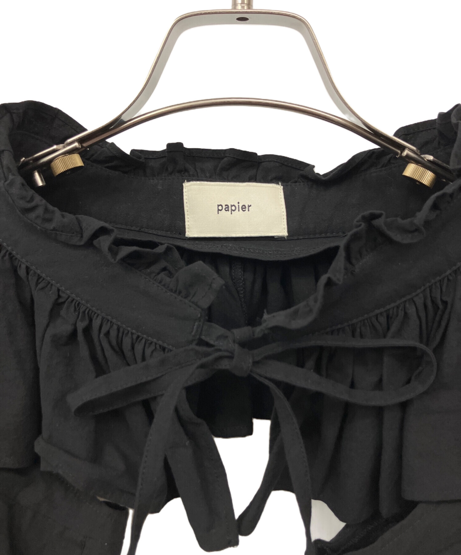 中古・古着通販】papier (パピエ) Holder blouse ブラック サイズ:Free