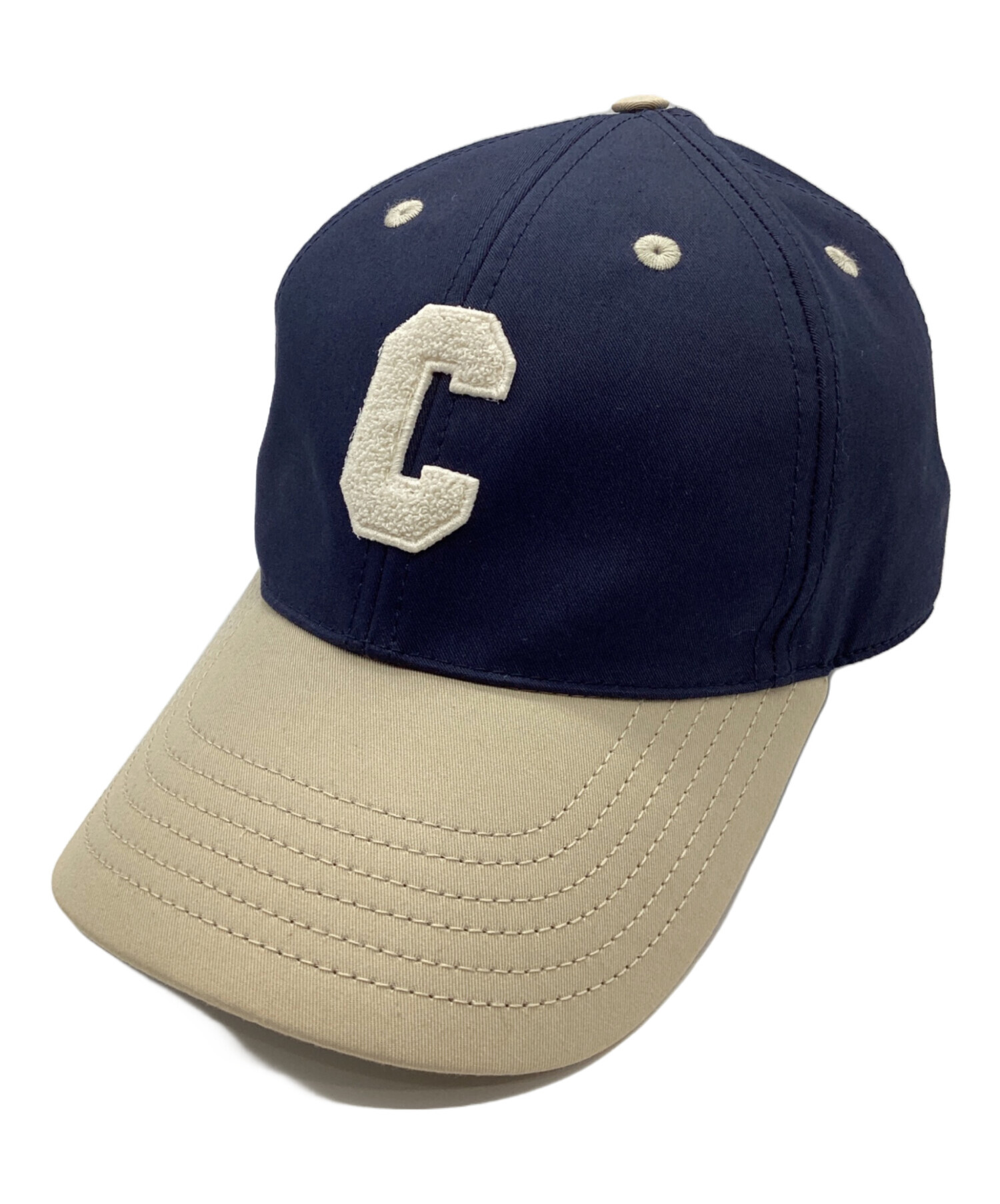 CELINE ネイビー 刺繍ロゴ キャップ 中古・古着通販】CELINE (セリーヌ) イニシャルロゴキャップ ネイビー