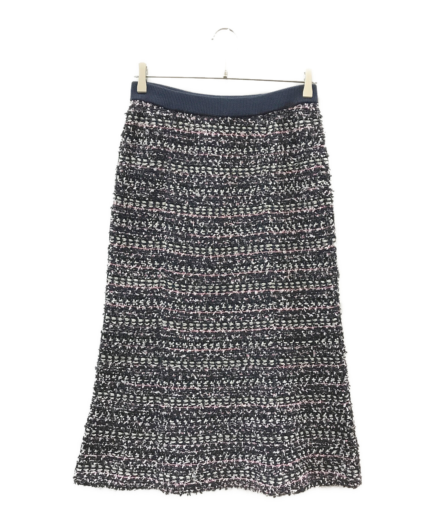 中古・古着通販】Rene (ルネ) ツイードニットスカート ネイビー サイズ