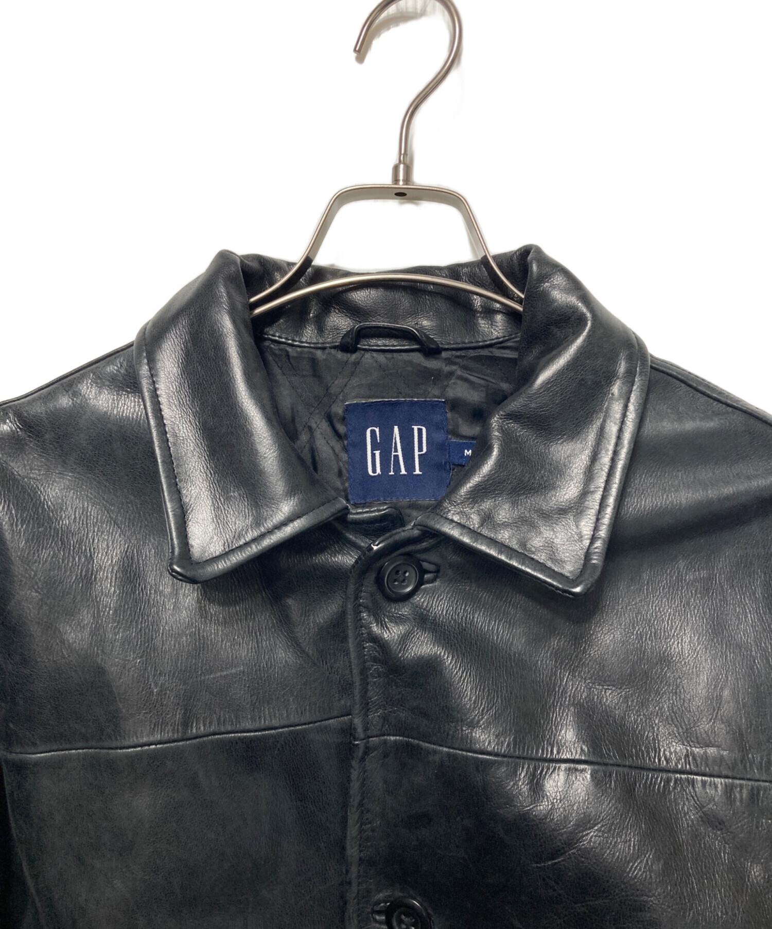 00s 名作 GAP カウレザージャケット ブラック GAP (ギャップ