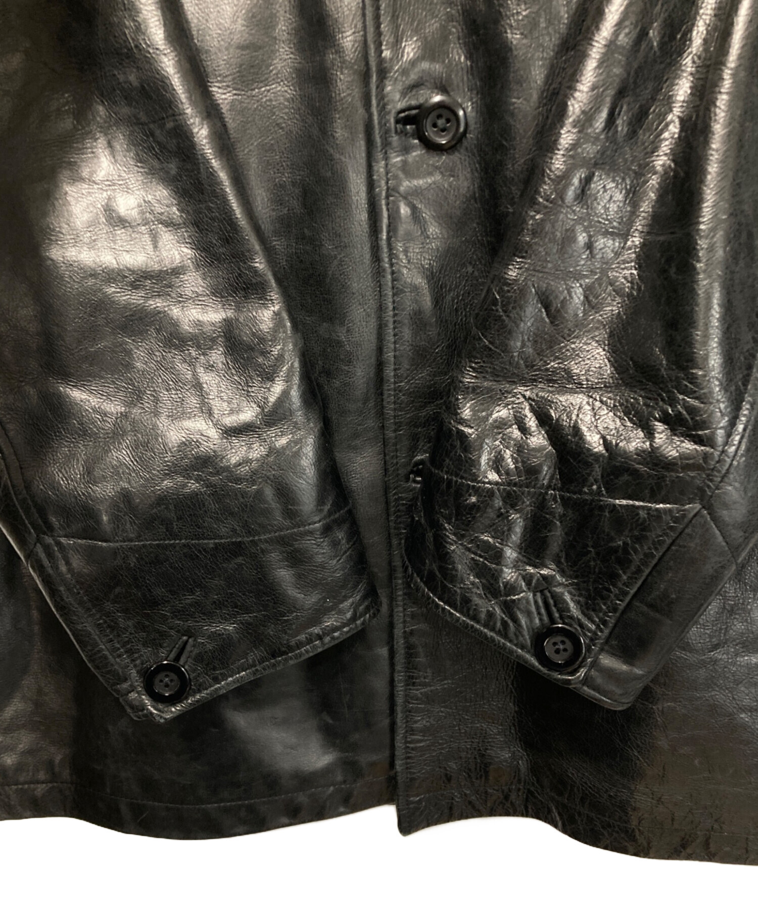 GAP　00s　名作　カウレザー　ジャケット ブラック　L 中古・古着通販】GAP (ギャップ) カウレザージャケット ブラック