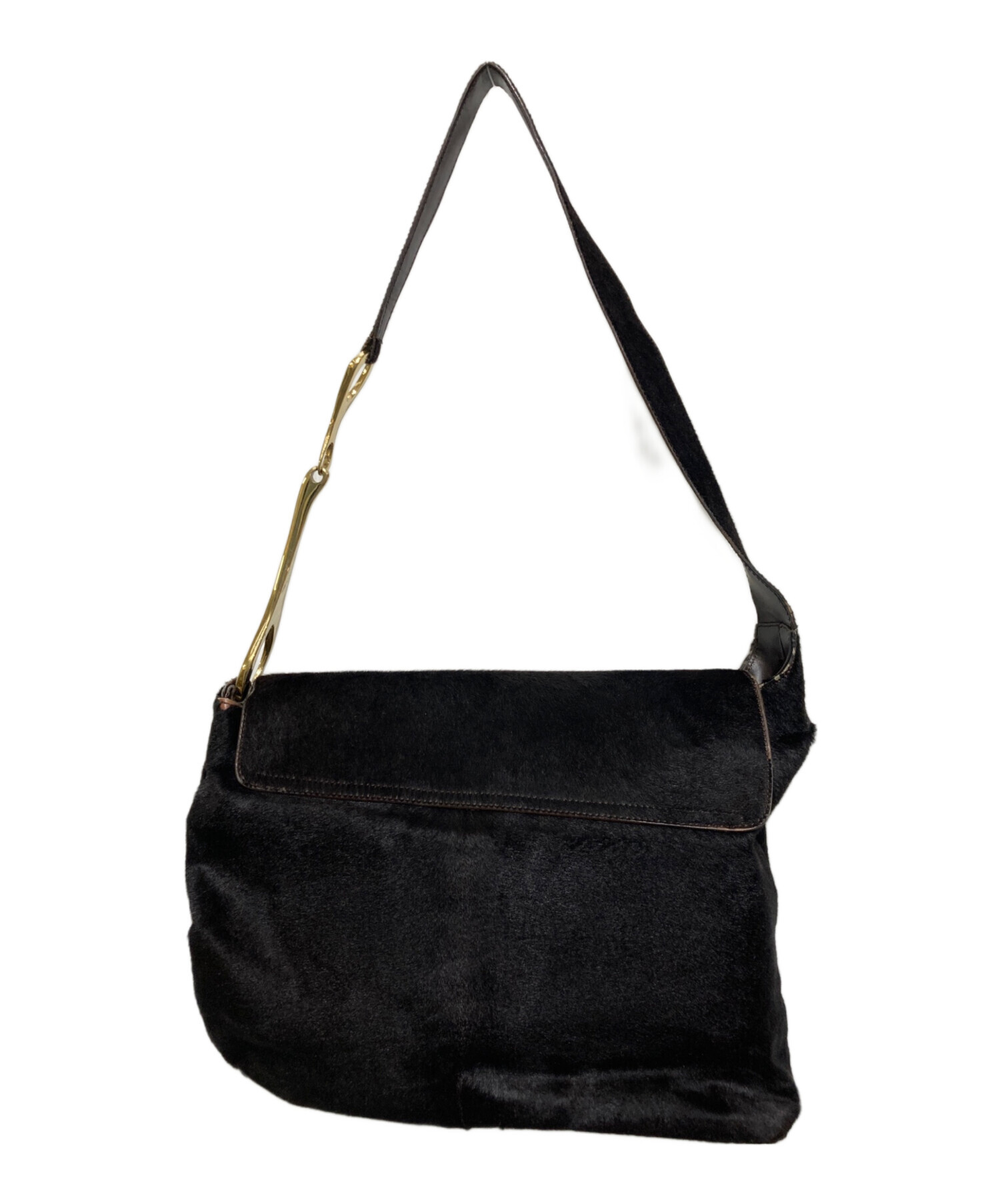 中古・古着通販】GUCCI (グッチ) ハラコショルダーバッグ ブラック