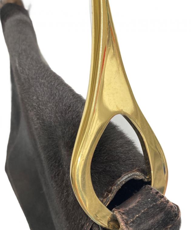 中古・古着通販】GUCCI (グッチ) ハラコショルダーバッグ ブラック