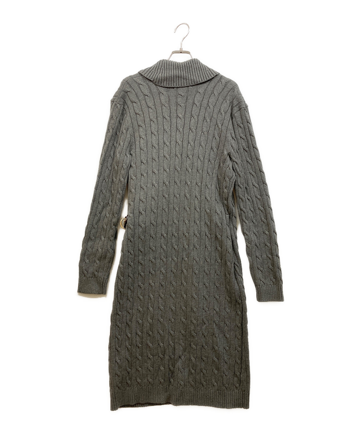 美品⁑ポロラルフローレン　ケーブルニットワンピース　グレー　L コットン　洗える 中古・古着通販】LAUREN RALPH LAUREN (ローレンラルフローレン