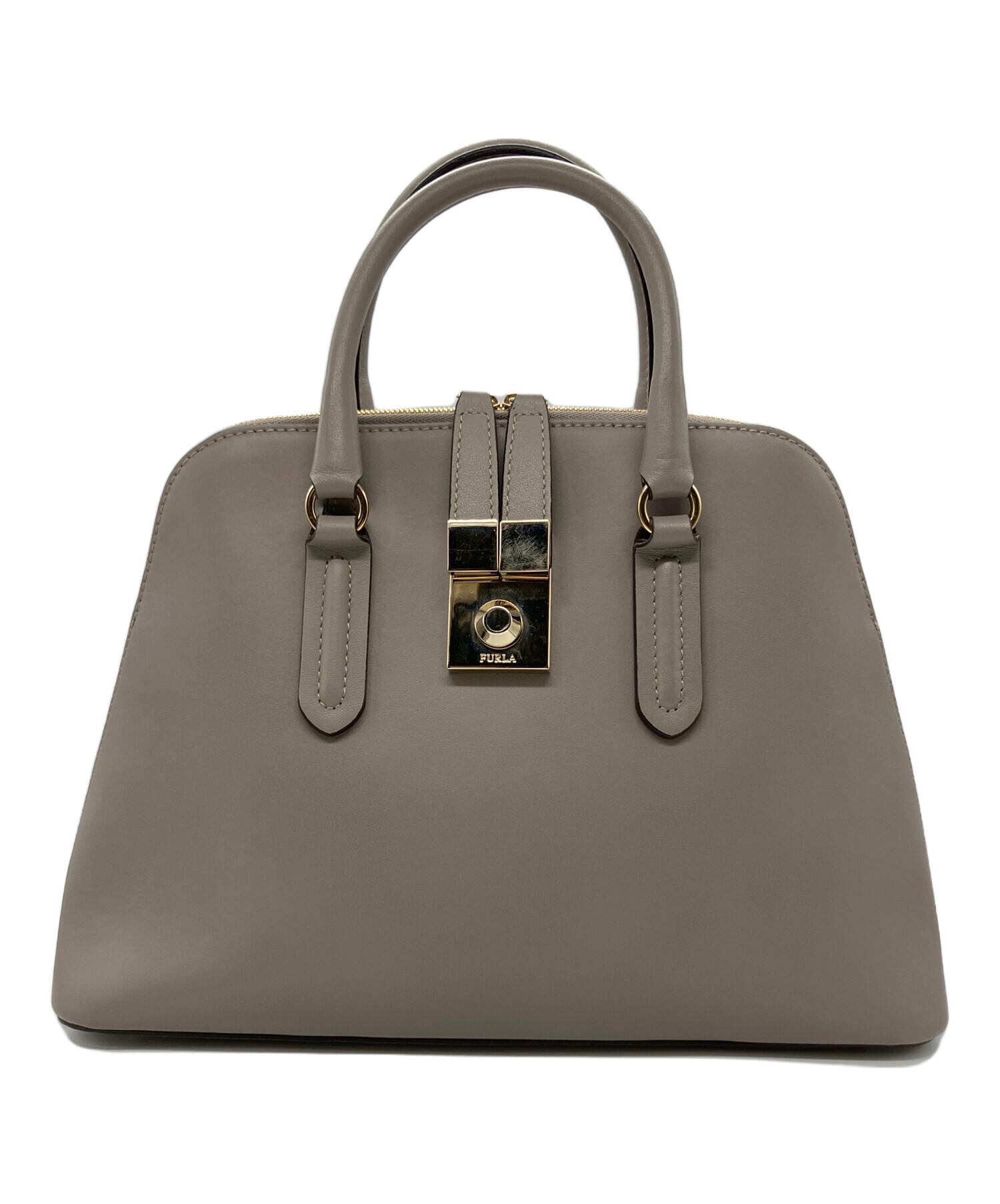FURLA ハンドバッグ グレージュ レザー 中古・古着通販】FURLA (フルラ) 2WAYレザーショルダーバッグ