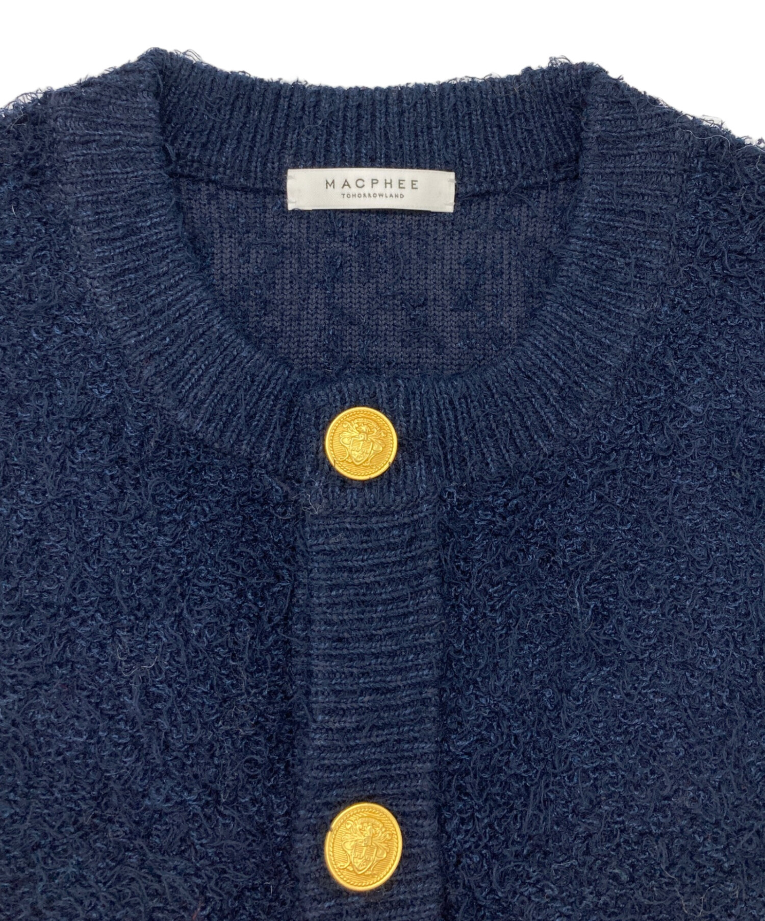 新品同様　【MACPHEE】ツイーディー クルーネックジレ ネイビー 中古・古着通販】MACPHEE (マカフィー) ツイーディー クルーネックジレ