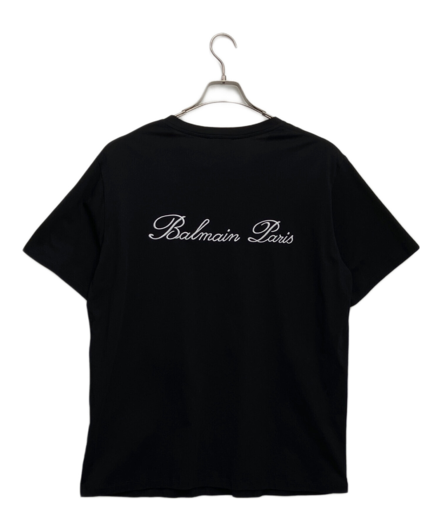 BALMAIN バルマン メンズ Tシャツ 黒 袖 ブランド ロゴ ラウンドネック 