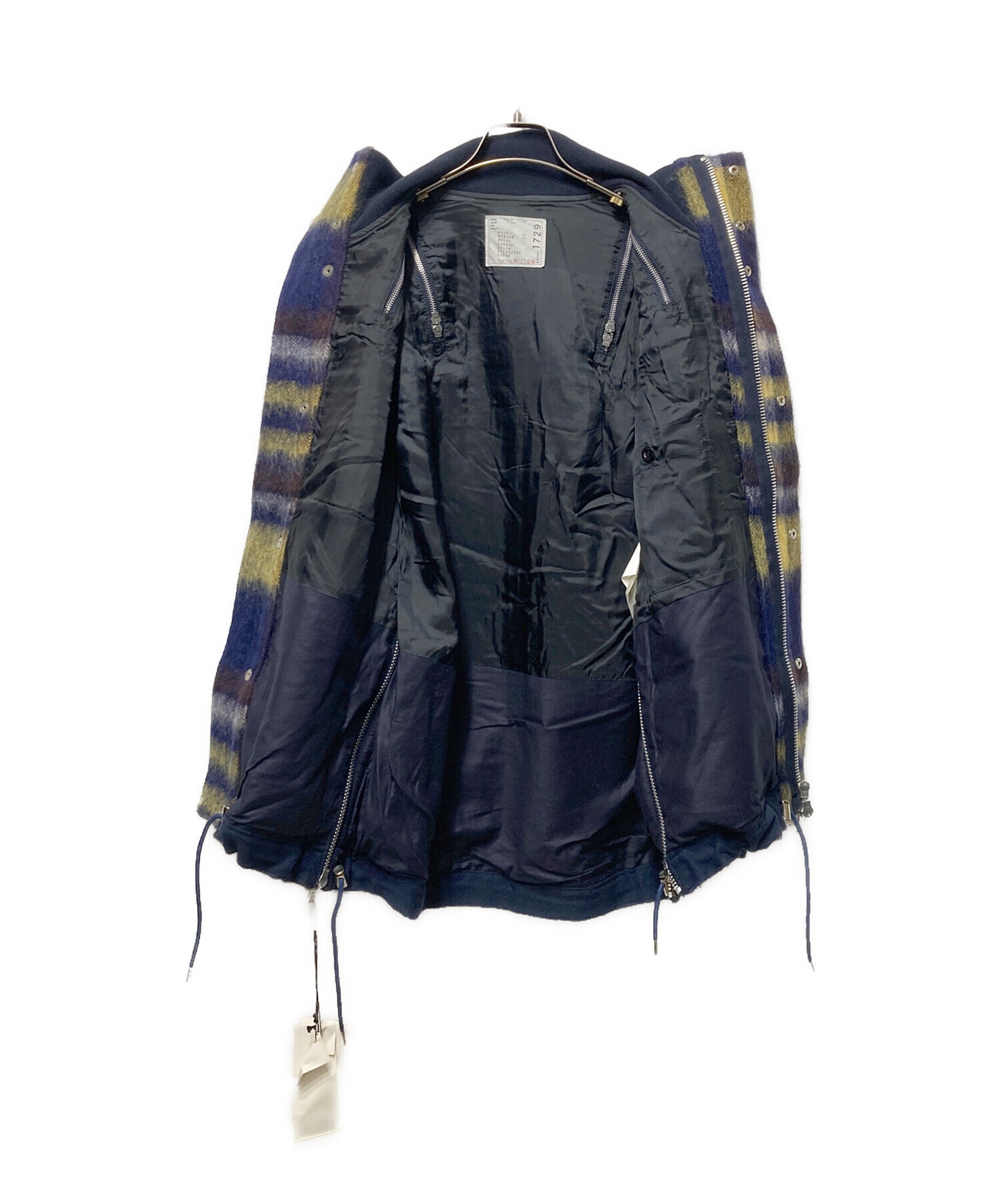 sacai ブルゾン　S ネイビー 中古・古着通販】sacai (サカイ) 異素材切替モヘアジップブルゾン