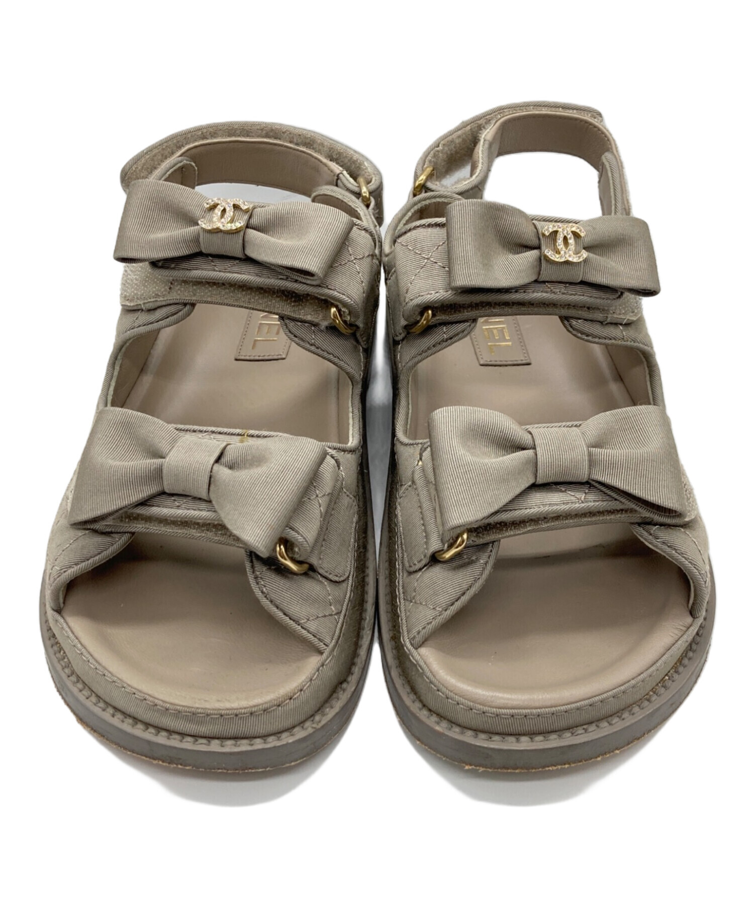 CHANEL ココマーク サンダルミュール リボン 中古・古着通販】CHANEL (シャネル) ココマークリボンサンダル グレー