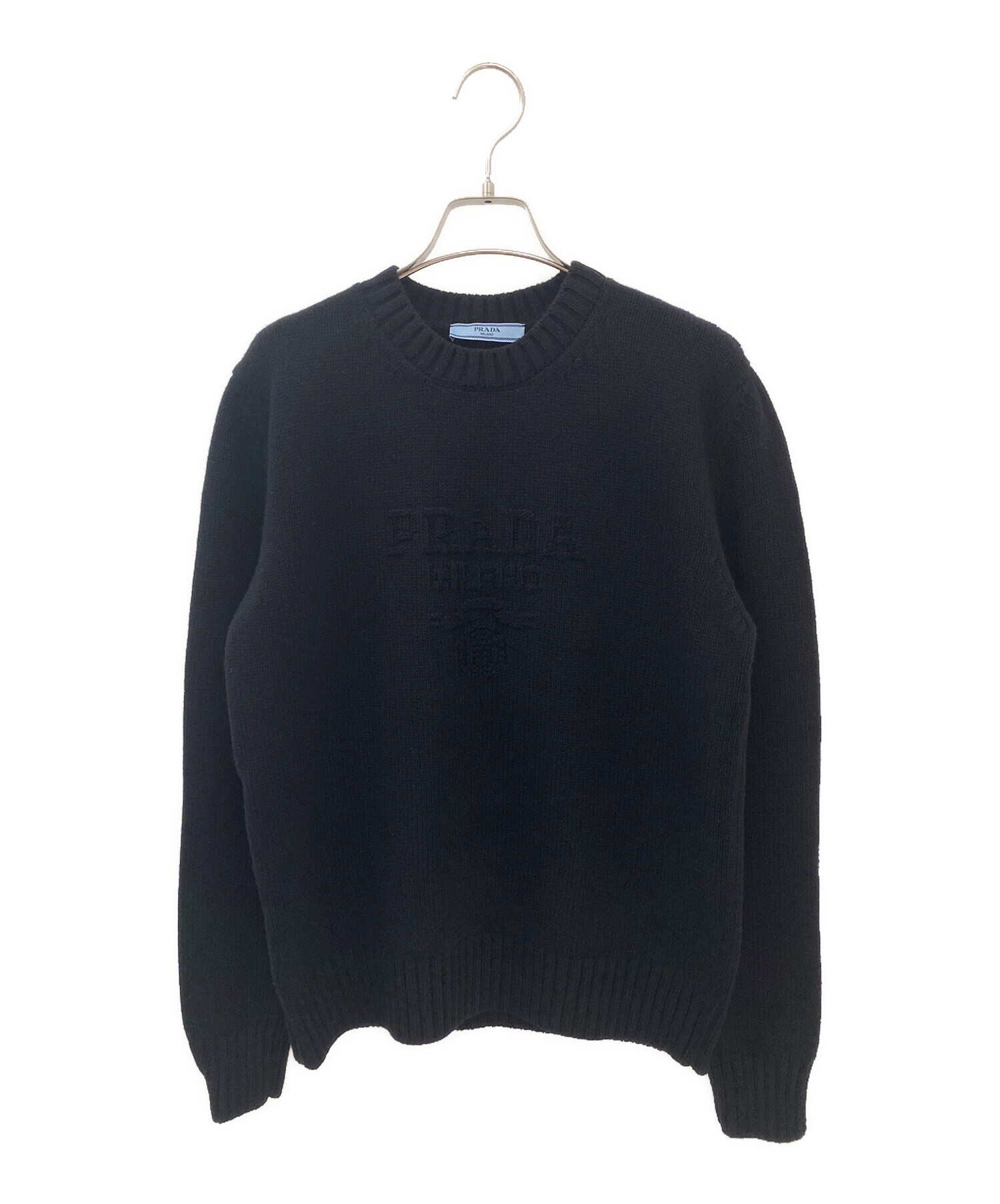 激安】プラダ PRADA クルーネックカシミヤニット 黒 ブラック 46