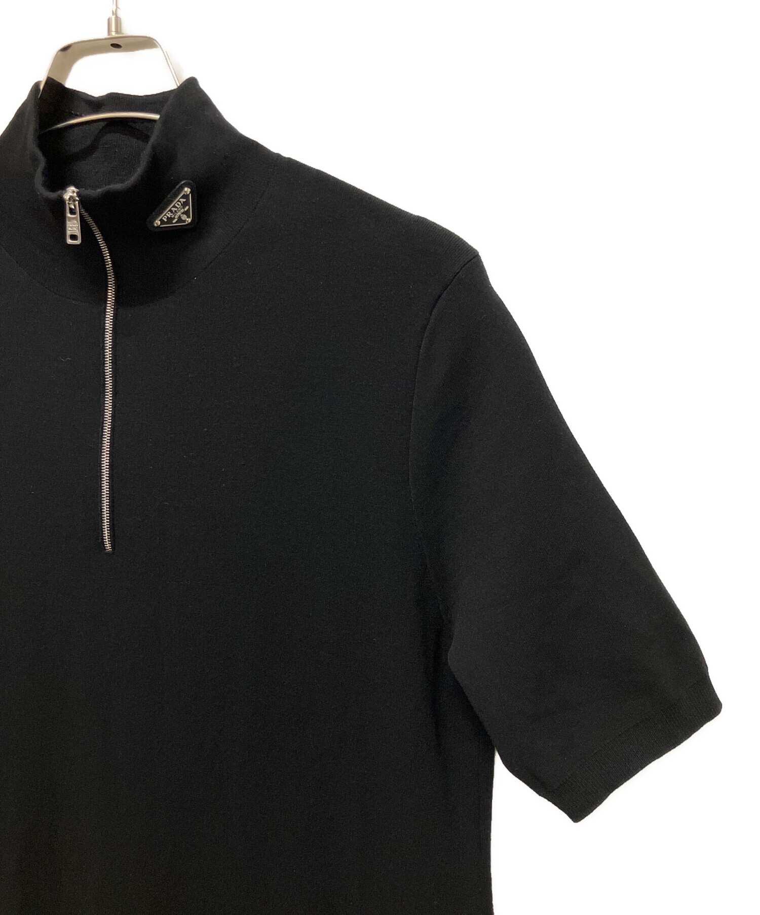 中古・古着通販】PRADA (プラダ) ロゴプレートハーフジップワンピース