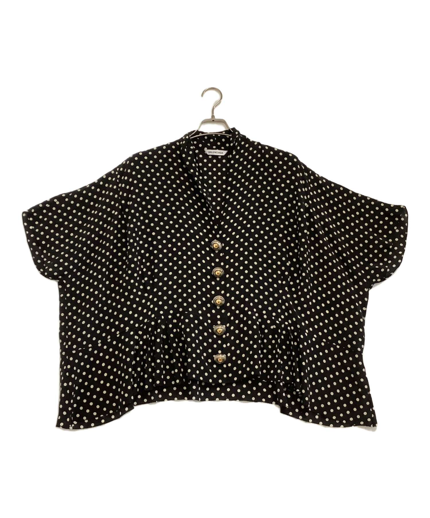 中古・古着通販】BALENCIAGA (バレンシアガ) ドットブラウス ブラック