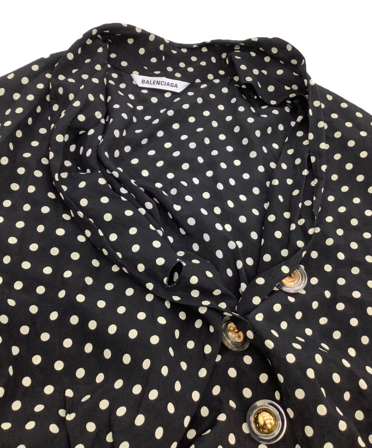 中古・古着通販】BALENCIAGA (バレンシアガ) ドットブラウス ブラック