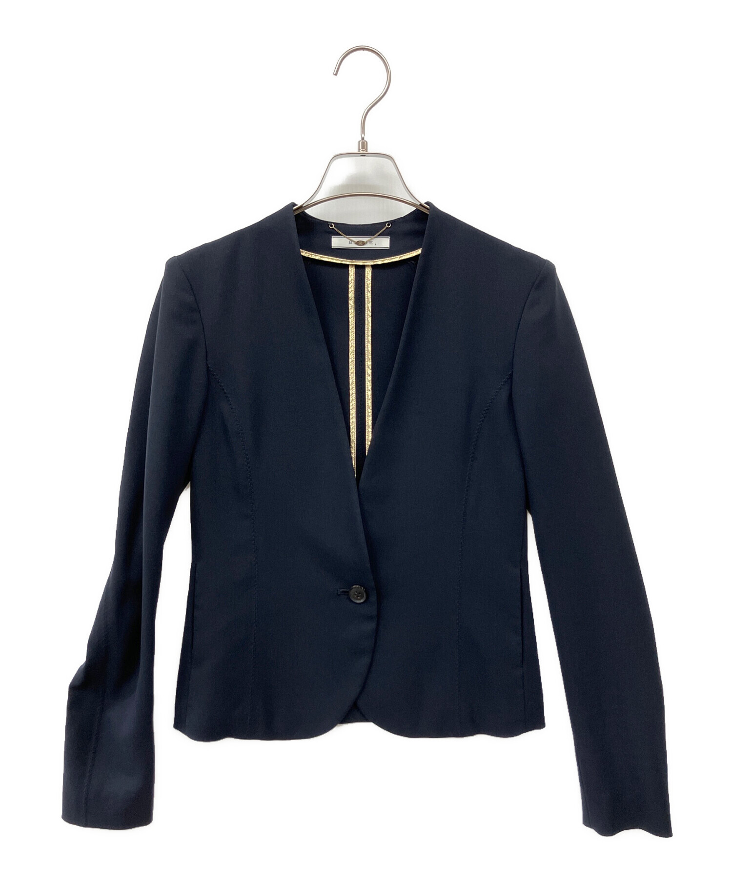 中古・古着通販】BEIGE (ベイジ) LUIZA ノーカラージャケット ネイビー