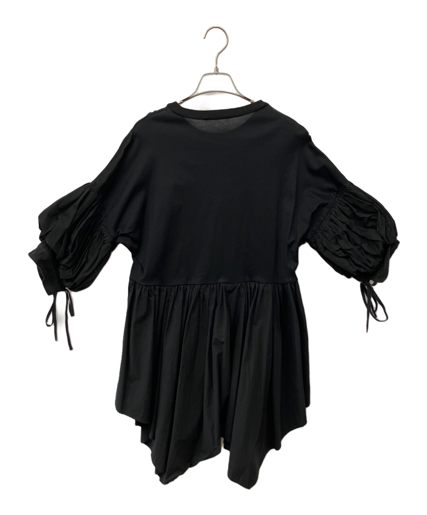 エンフォルド WOVEN T-SHIRT レディース 38 ブラック/黒【中古】【新入荷】 ☆ 中古・古着通販】ENFOLD (エンフォルド) FRONT-DETAIL T-SHIRT