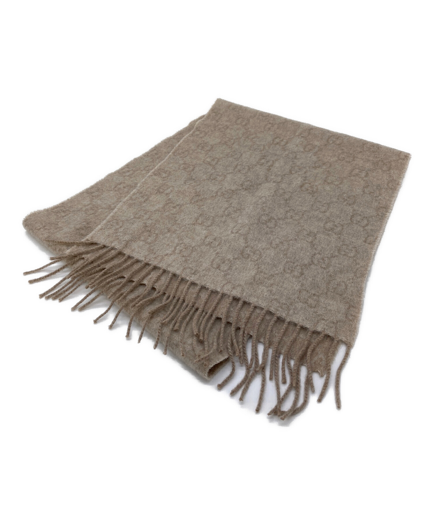 中古・古着通販】GUCCI (グッチ) GGパターンマフラー ベージュ サイズ