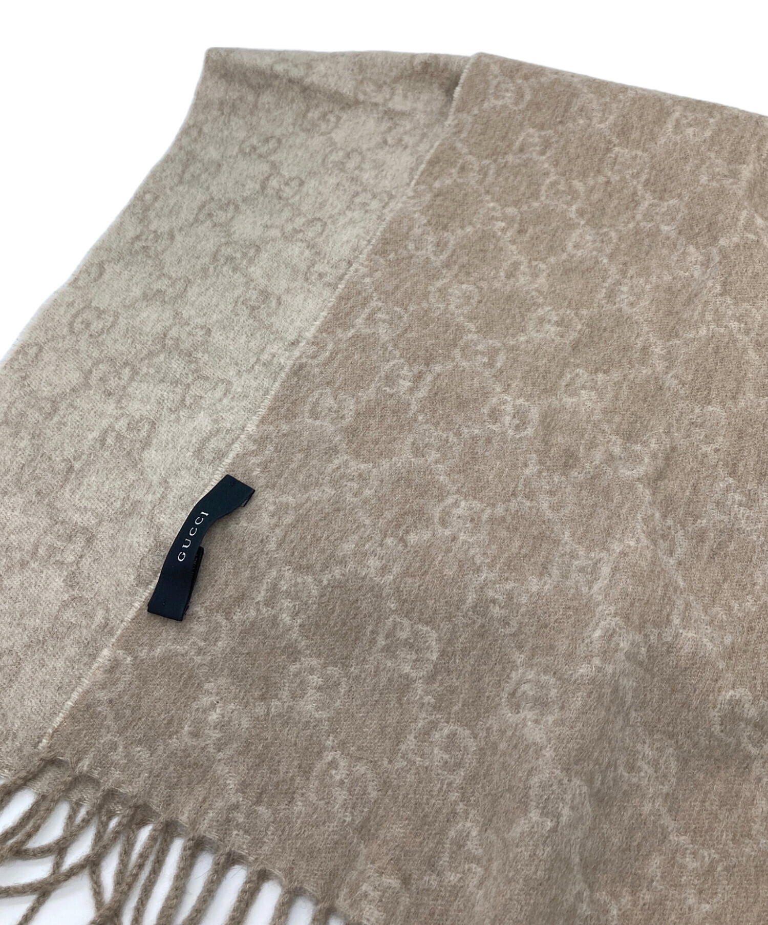 中古・古着通販】GUCCI (グッチ) GGパターンマフラー ベージュ サイズ