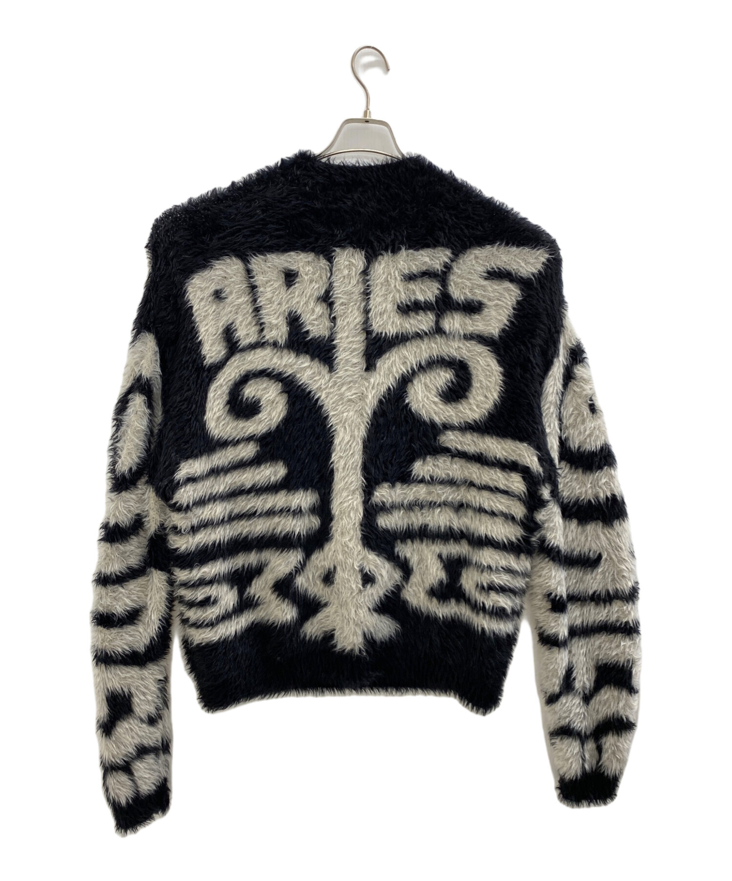 中古・古着通販】ARIES (アリーズ) 総柄ニット ホワイト×ブラック 