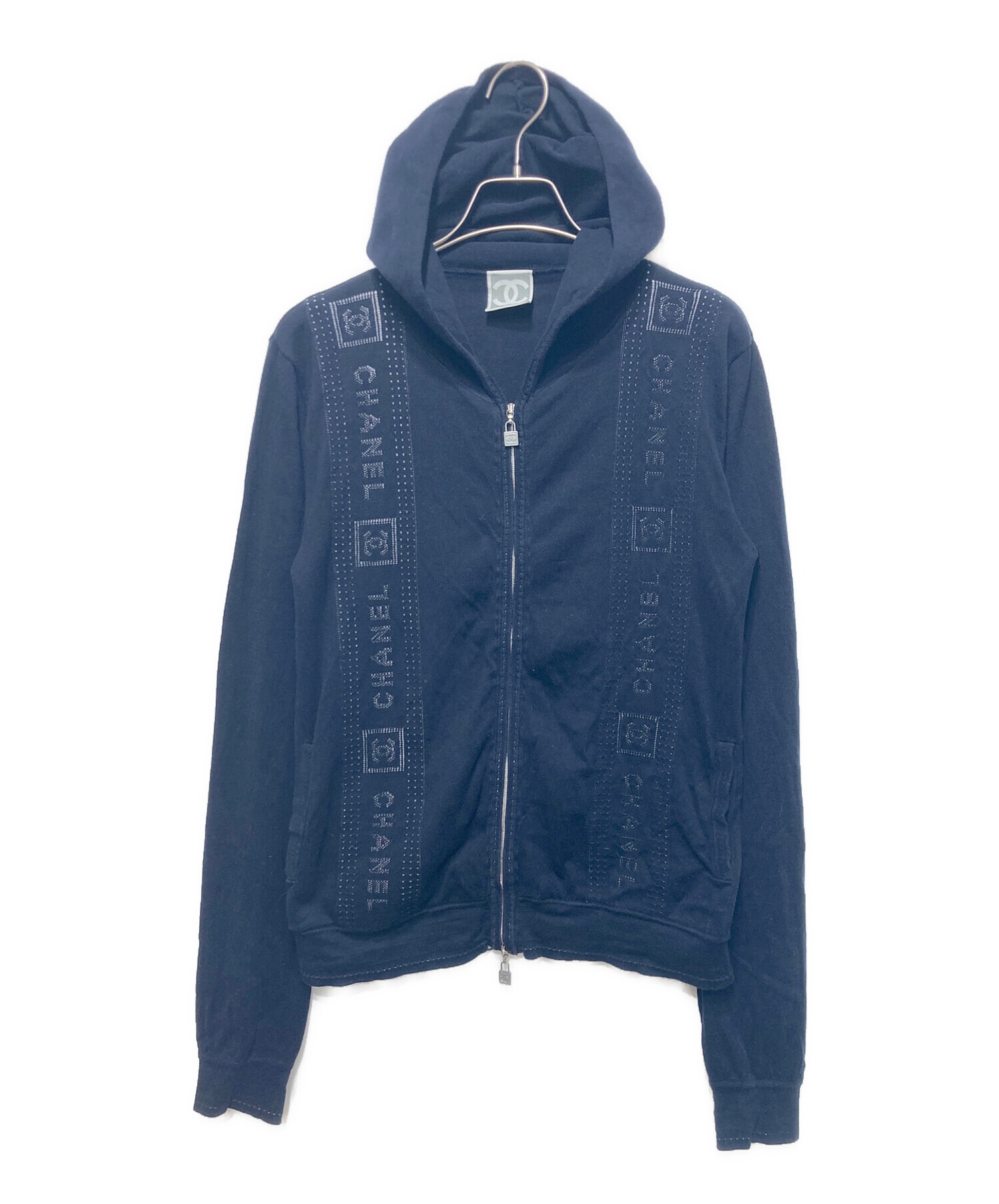 中古・古着通販】CHANEL (シャネル) ニットパーカー ネイビー サイズ 