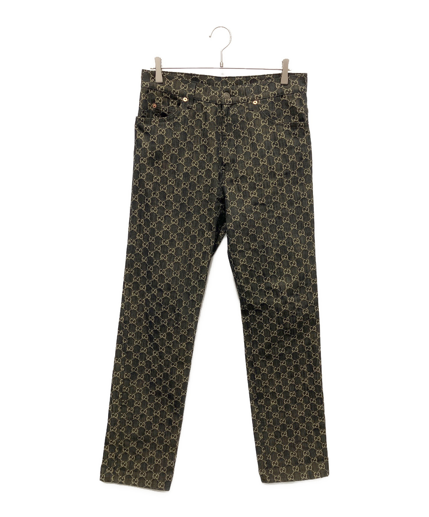 中古・古着通販】GUCCI (グッチ) GGジャカードデニム パンツ ブラック 