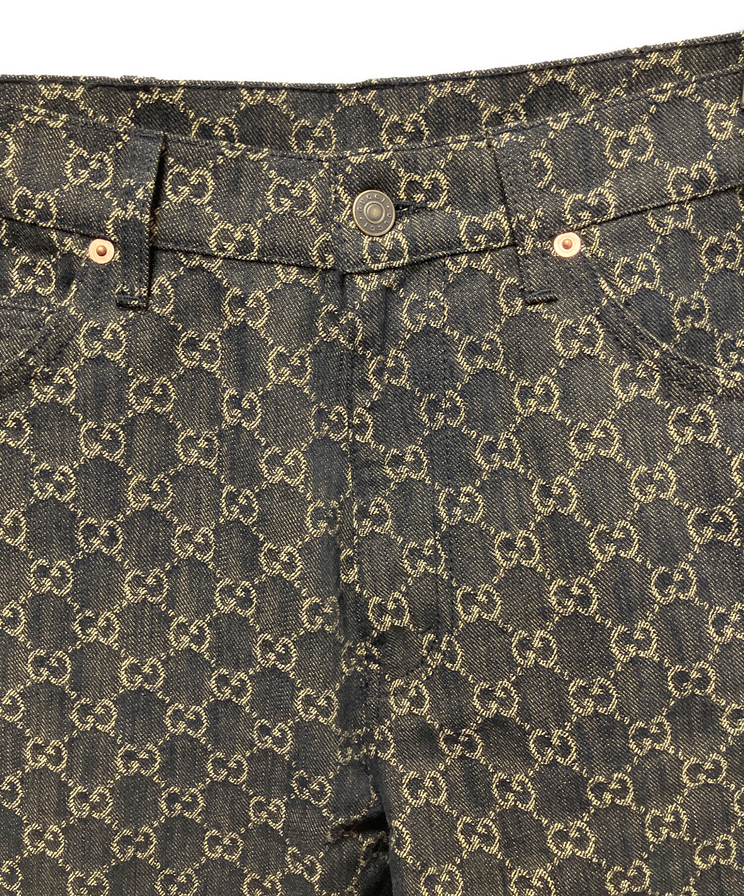 中古・古着通販】GUCCI (グッチ) GGジャカードデニム パンツ ブラック