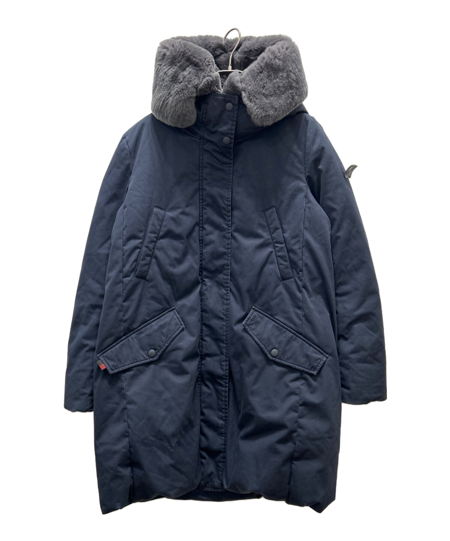 WOOL RICH コクーンダウンコート ネイビー S 取り外し可能ファー付