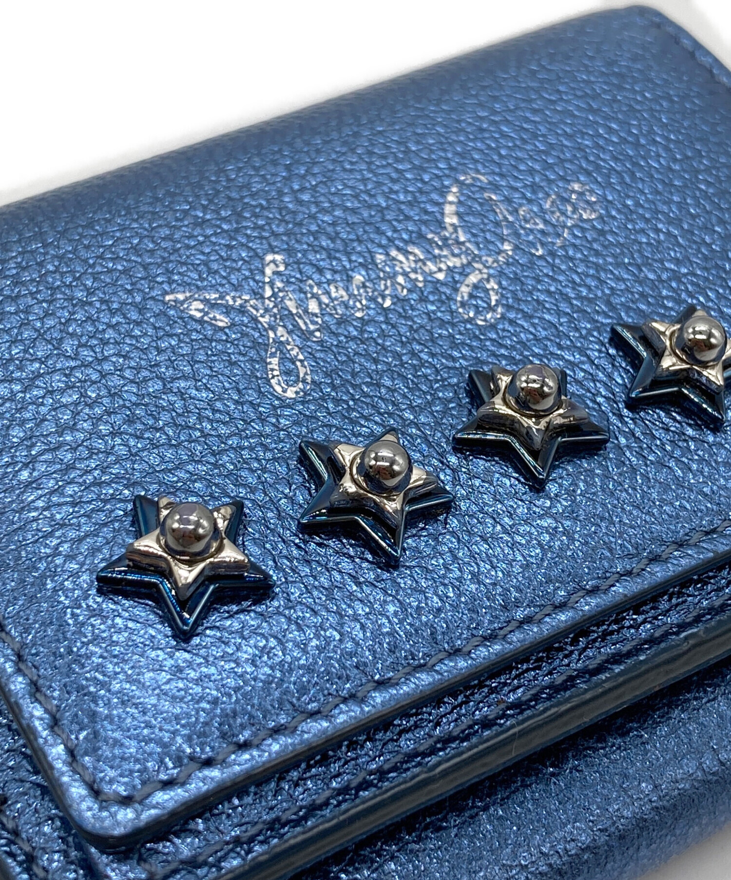 【未使用に近い】ジミーチュウ 三つ折り財布 ロゴ スタッズ スター ユニセックス JIMMY CHOO ジミーチュウ 財布 三つ折り Jimmy Choo NEMO ネモ