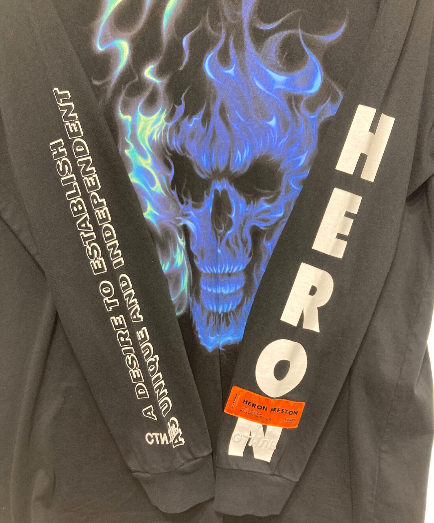 HERON PRESTON スカルロンT T-Shirt L/S (Flaming Skull) «TOPS|メンズ