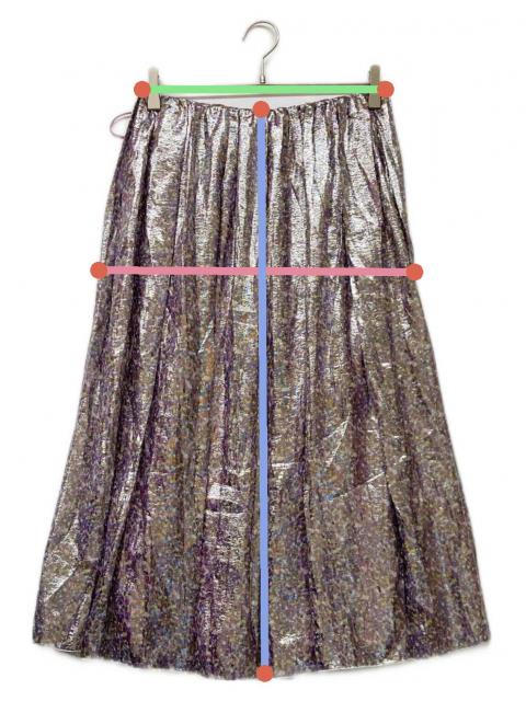 Drawer ドゥロワー シルクブレンド ラメ入り プリーツスカート ロング丈 Drawer ドゥロワー シルクブレンド ラメ入り プリーツスカート ロング丈