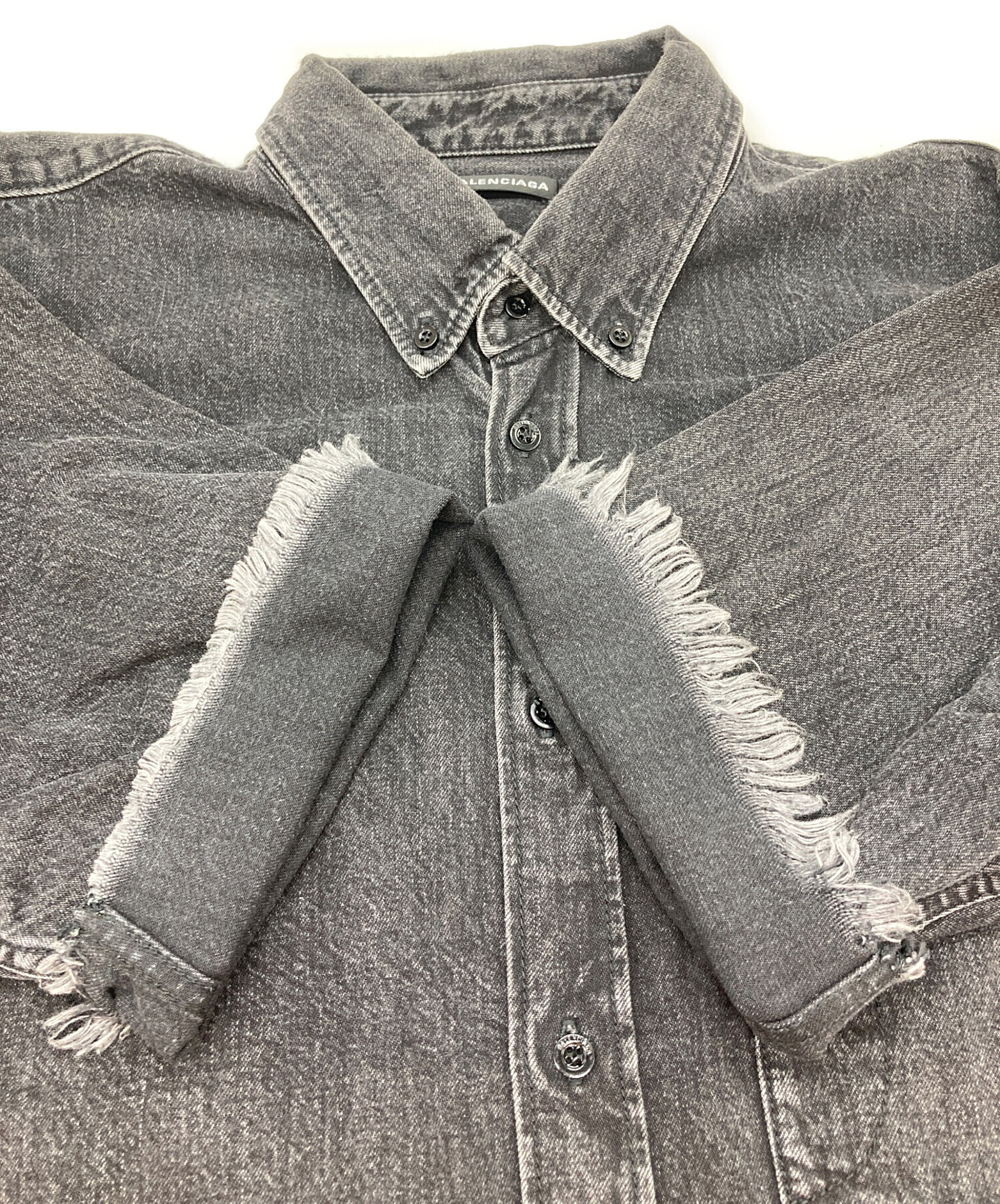 中古・古着通販】BALENCIAGA (バレンシアガ) S/Sデニムシャツ ブラック