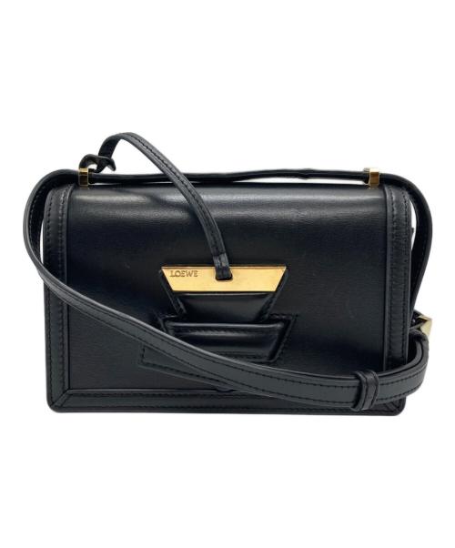 中古 ロエベ LOEWE レディース ショルダーバッグ タン/ブラック ソフトカーフ LOEWE（ロエベ） アナグラム 斜め掛け ショルダーバッグ ブラック