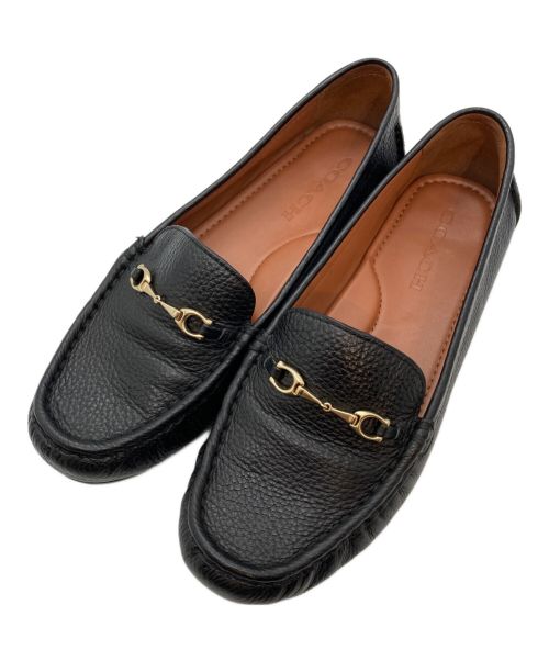 【美品】COACH メイビス ローファー 24.5㎝　ブラック　レザー 中古・古着通販】COACH (コーチ) メイビス ローファー ブラック サイズ