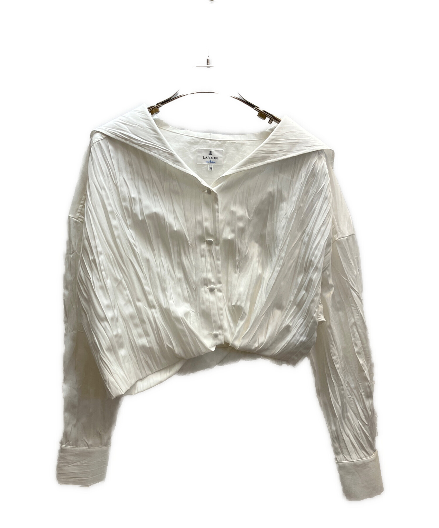 LANVIN ランバン ブラウス S 青 【古着】【中古】【送料無料】 LANVIN - LANVIN ランバン ブラウス S 青 【古着】【中古】【送料無料