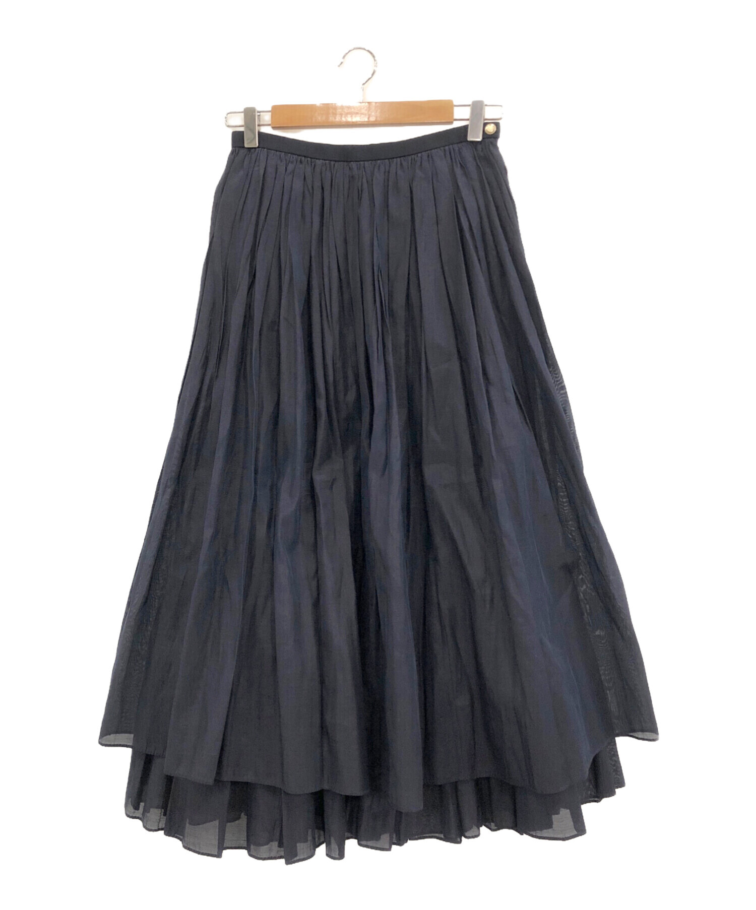 ドゥロワー シルクコットンギャザースカート ロングスカート チュールスカート 中古・古着通販】DRAWER (ドゥロワー) シルクコットンギャザースカート