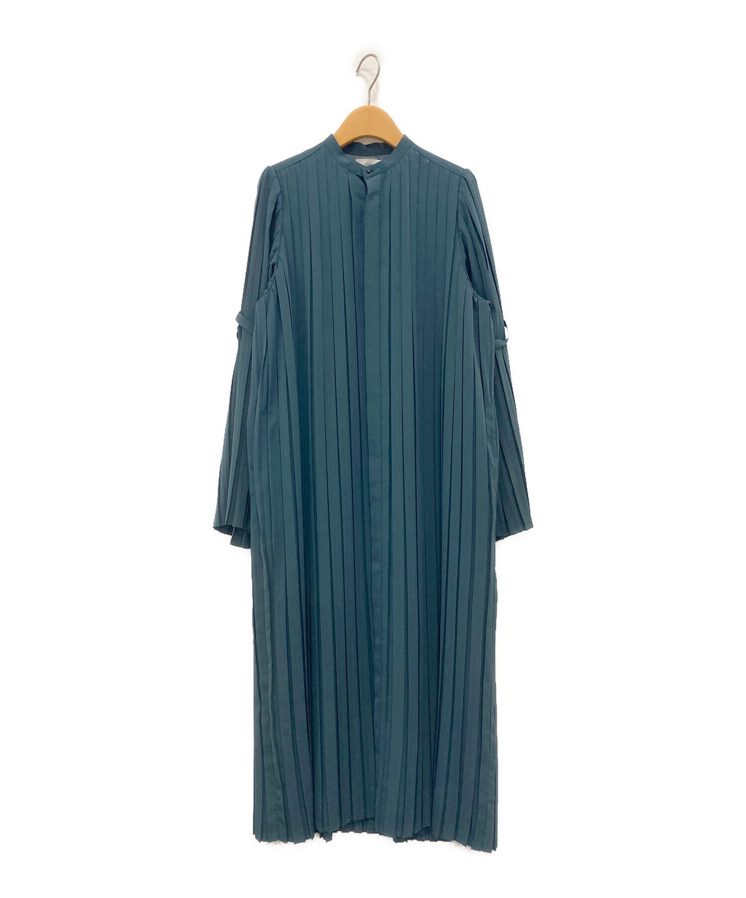 中古・古着通販】HYKE (ハイク) TAFFETA PLEATED DRESS ブリーグリーン 