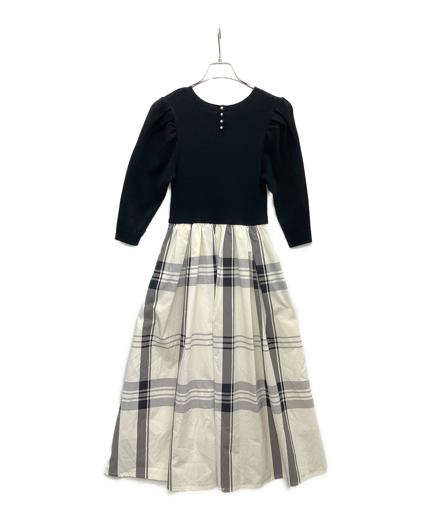 アプワイザーリッシェチェックドッキングミディワンピース