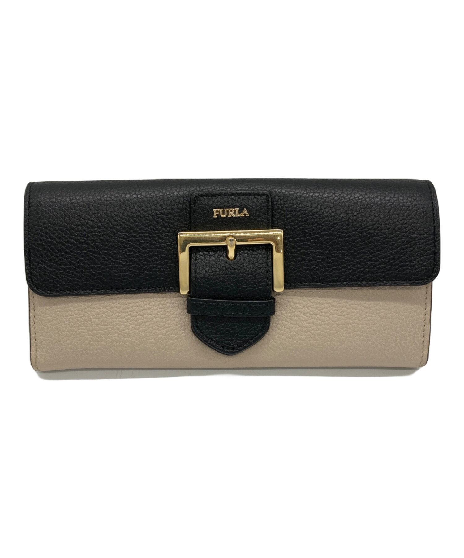中古・古着通販】FURLA (フルラ) バックルデザイン長財布 ベージュ 