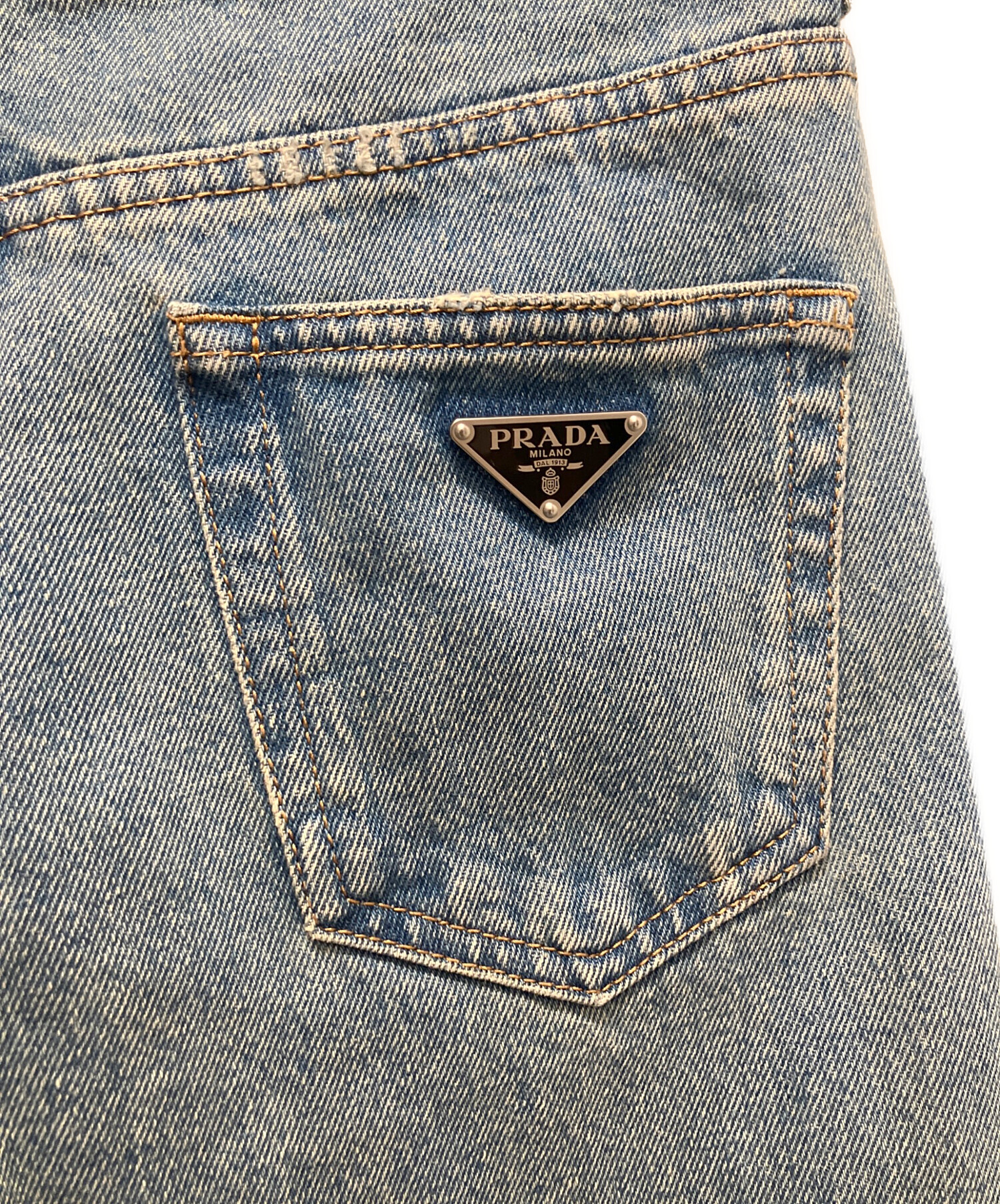 中古・古着通販】PRADA (プラダ) トライアングルロゴ デニムパンツ 