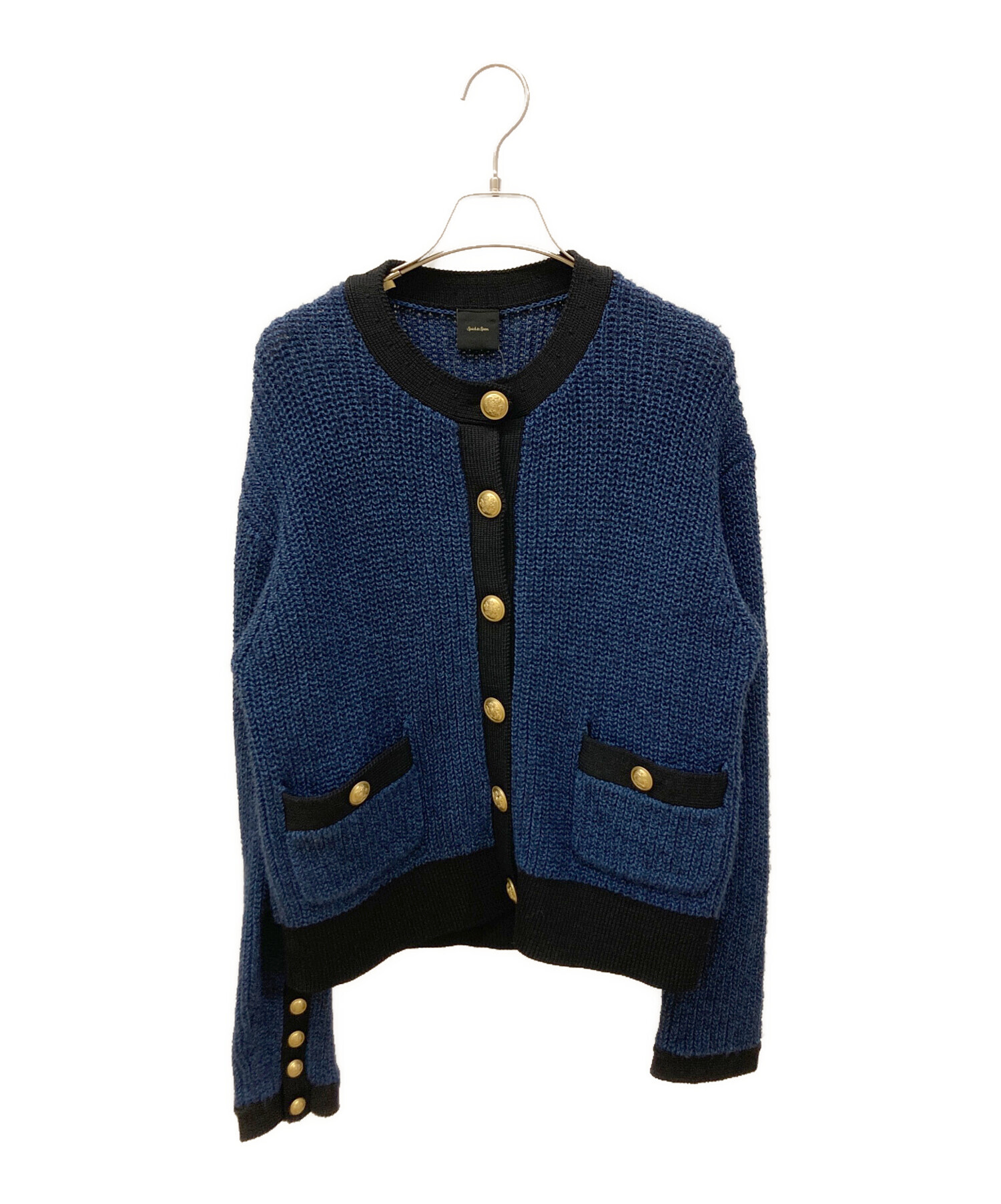 STEFAN COOKE ネイビー/イエロー カーディガン Stefan Cooke Gray Slashed Cardigan Stefan Cooke