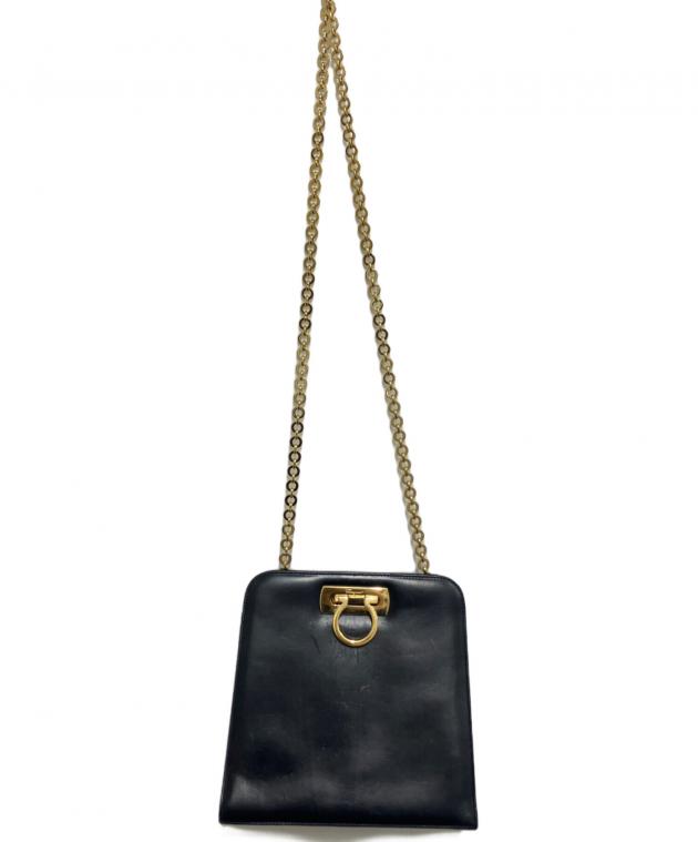 サルヴァトーレフェラガモ ガンチーニ チェーン　ショルダーバッグ ブラック 中古・古着通販】Salvatore Ferragamo (サルヴァトーレ フェラガモ