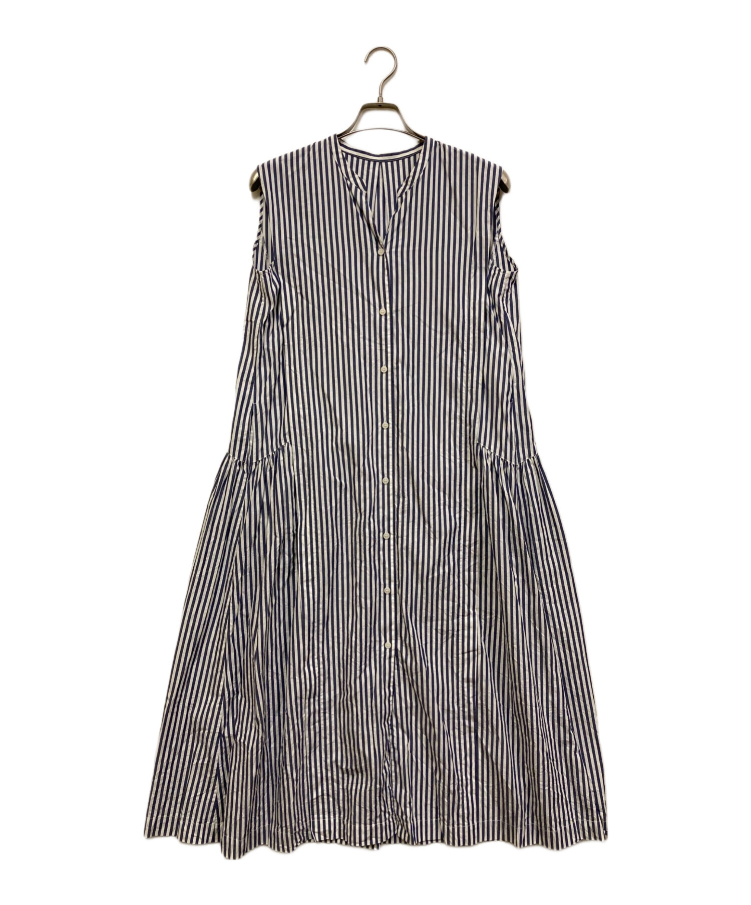 サイドギャザーストライプワンピース 38 サイドギャザーストライプワンピース サイドギャザーストライプ