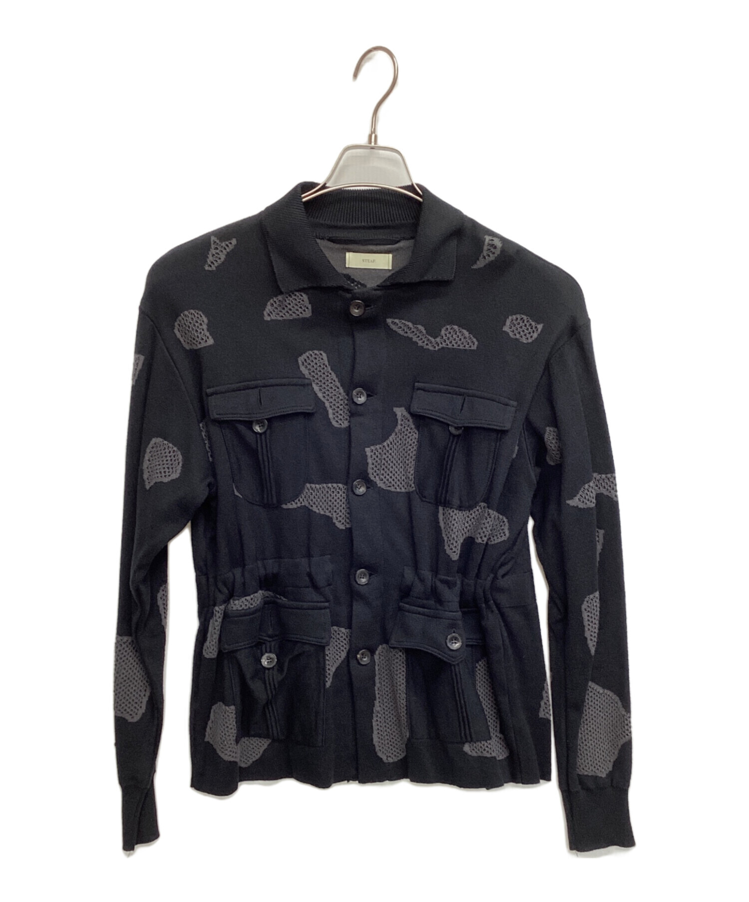 中古・古着通販】STEAF (スティーフ) SAFARI KNIT JACKET ブラック 