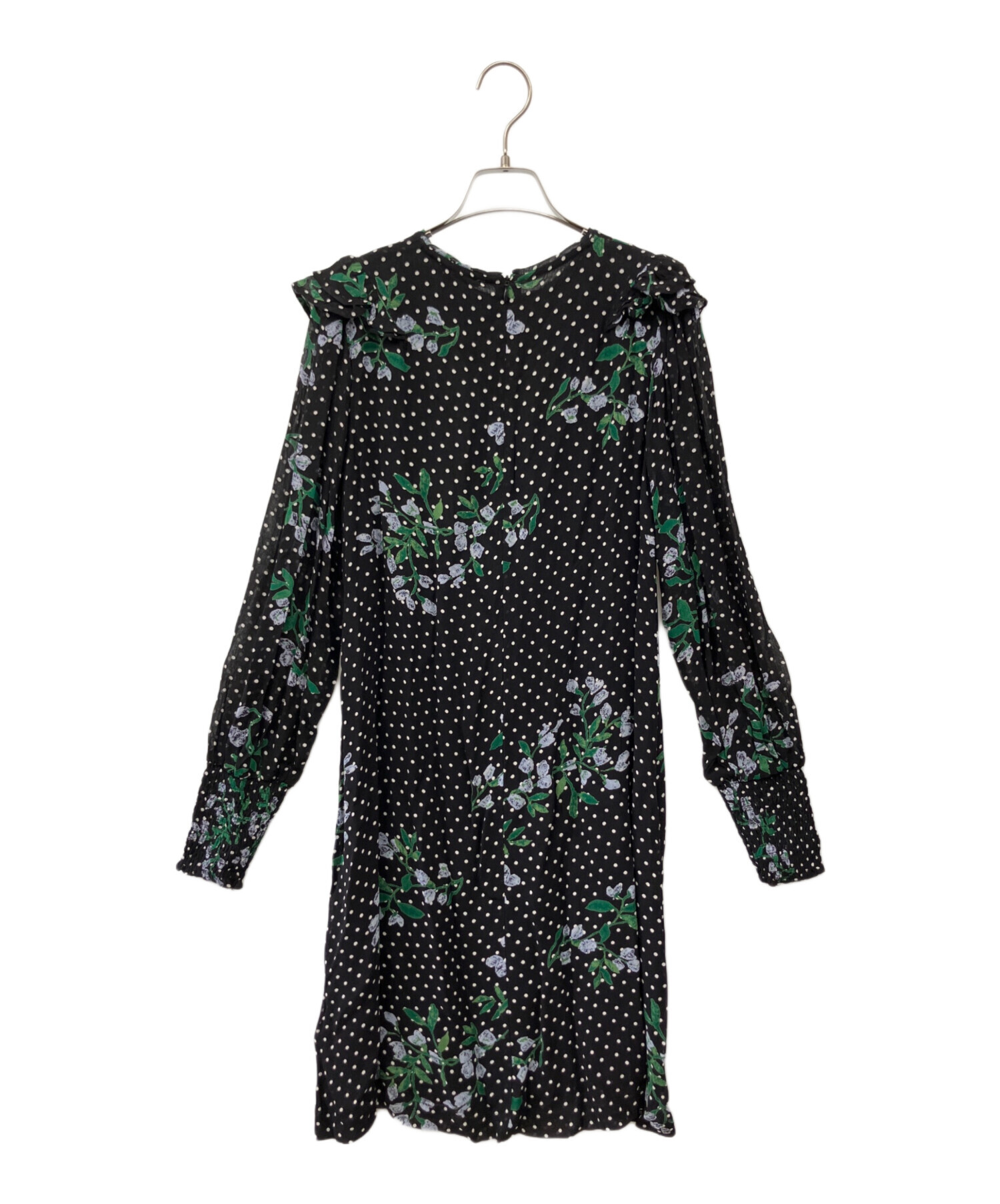 【新品】GANNI ガニー フラワー ワンピース チュニック 36 中古・古着通販】Ganni (ガニー) 花柄ワンピース ブラック サイズ:36